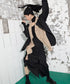 Drawstring Ruched Slit Skirt